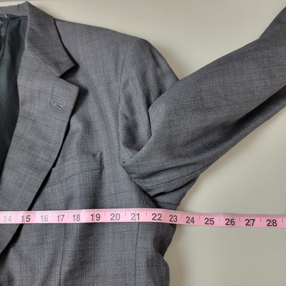 Burberry's Blazer Suit Mens 43R Gray Wool Check Single Breast Notch Long Sleeve - Picture 12 of 16